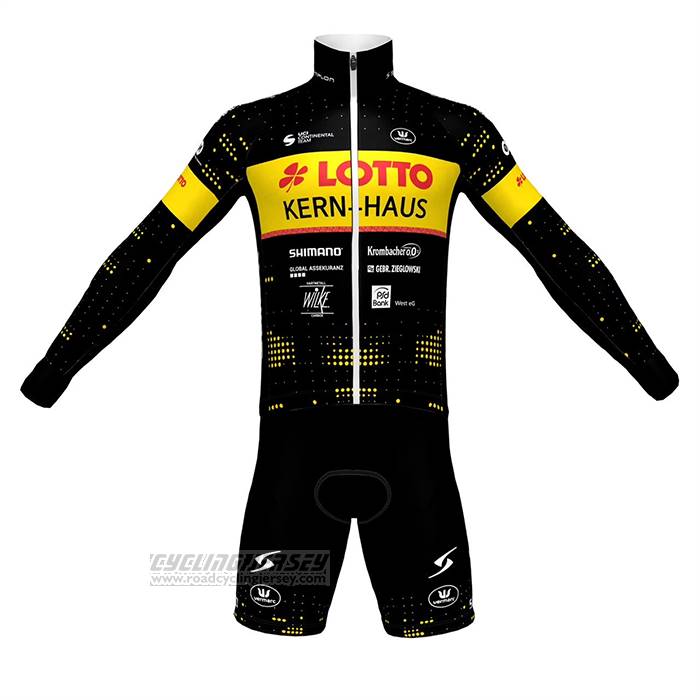 2023 Cycling Jersey Lotto-kern Haus Black Yellow Long Sleeve And Bib Short
